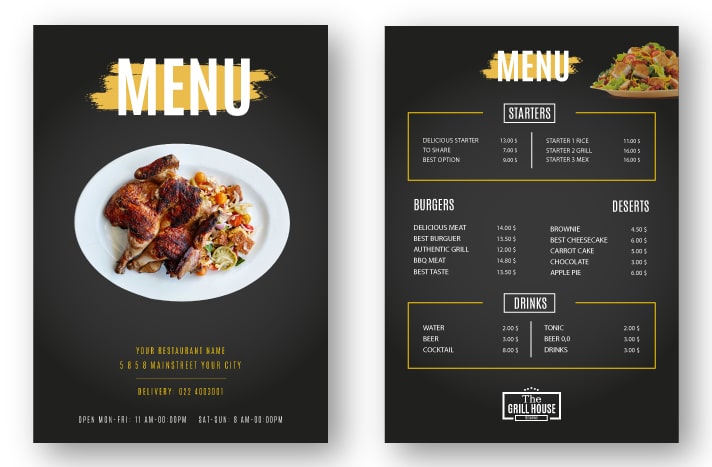 restaurant menu design