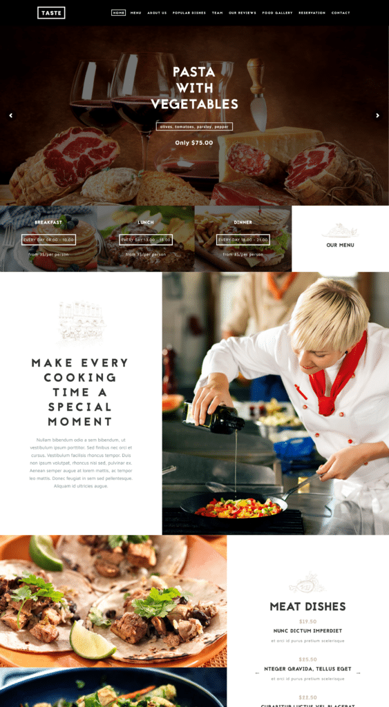 catering website example